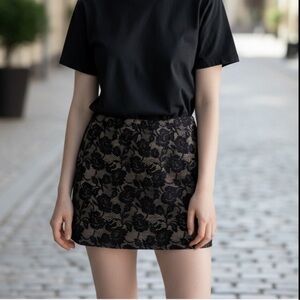 ASOS Black Floral Lace Stretch Mini Skirt Size 6